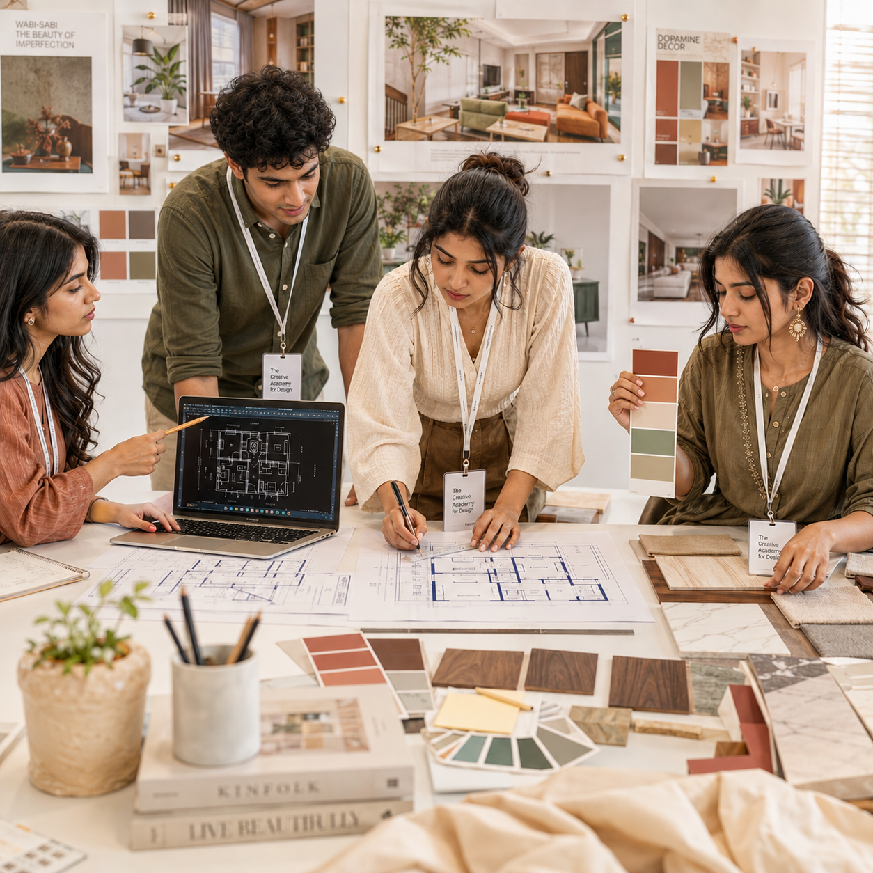 students at the interior design course at the creative academy for design